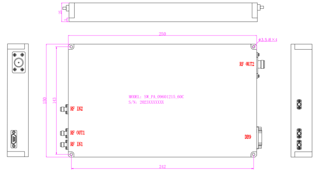 960 - 1215MHz L Band Psat 60dBm Power Gain 35dB RF Power Amplifier for high-power telecommunications 0
