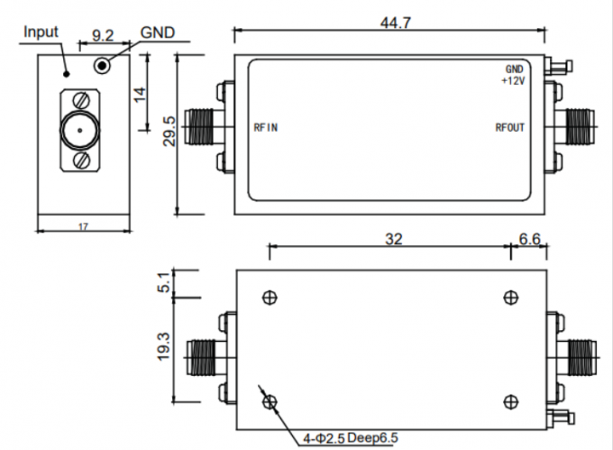 Low Noise Figure 0.1 - 2 GHz  P1dB 10 dBm Wideband Low Noise Amplifier fot test and measurement equipment 0