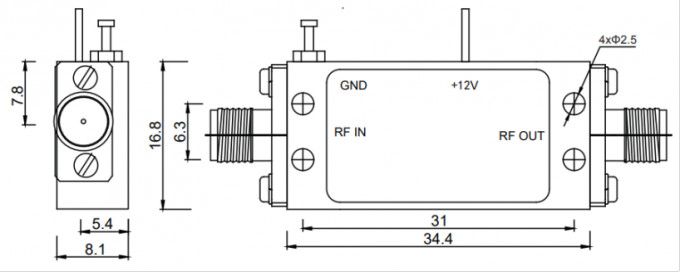 0.1-18 GHz P1dB 10 DBm Wide Band Low Noise Amplifier For Satellite And Space Communication 0