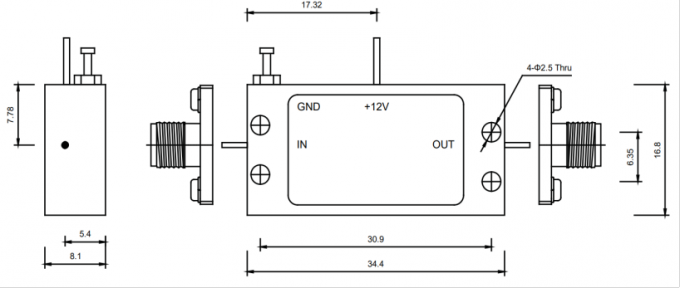 0.5-3 GHz P1dB 7dBm Wide Band Low Noise Amplifier With High Gain Stability And Reliability 0