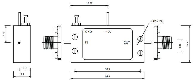 0.5-0.7 GHz P1dB 12dBm Narrow Band LNA Low Noise Amplifier for telecommunications, radar systems 0