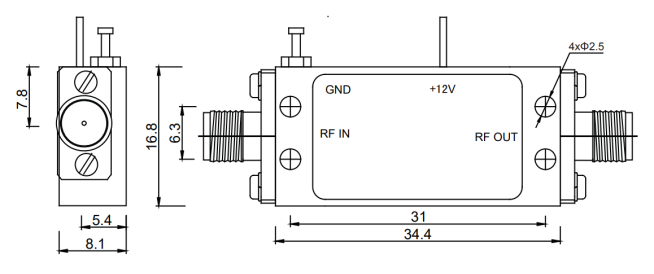 1-18 GHz P1dB 12dBm Wide Band Low Noise Amplifier For Electronic Warfare Broadband Communications 0