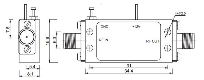 High linearity 2 - 4 GHz Wideband LNA P1dB 10 dBm Low Noise Amplifier for Microwave Communication 0