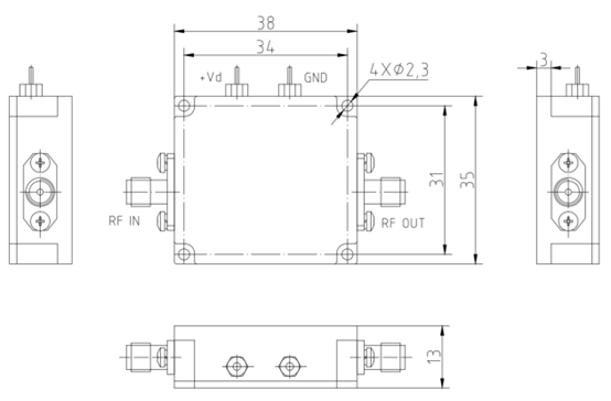 High Linearity 1-8GHz 30dB Communication Module Low Noise Amplifier for Test and Measurement Equipment 1