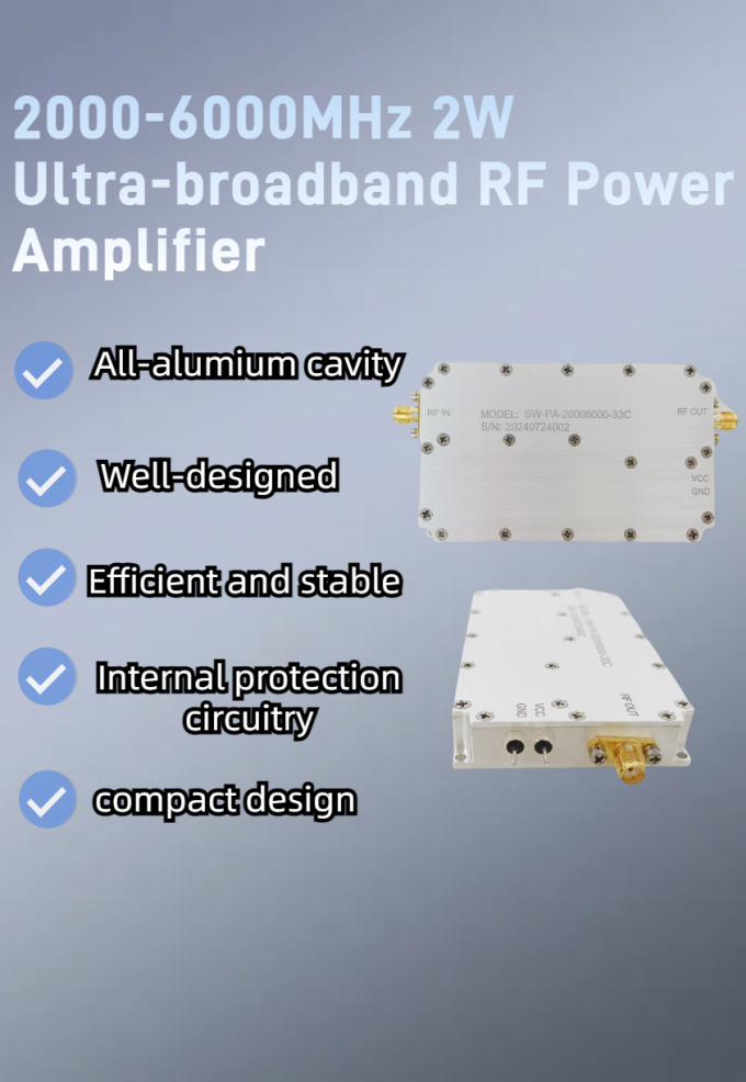 Customized 2000-6000MHz 2W Ultra-Broadband RF Power Amplifier for Wireless Communication, Radar Systems 0