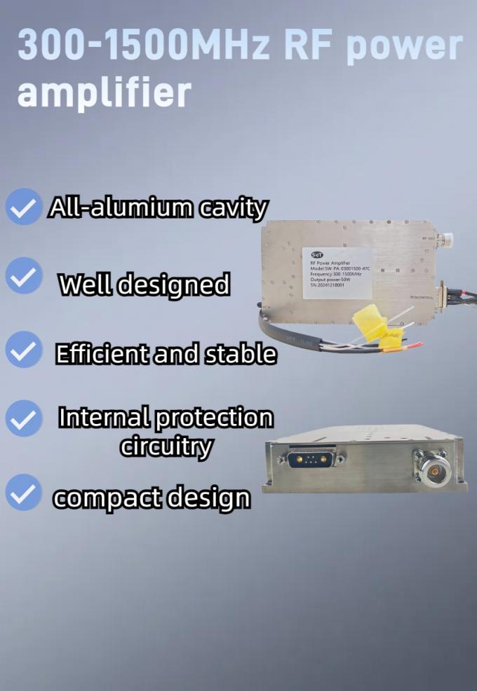 47dBm 300-1500MHz Broadband RF Amplifer Solid State Amplifier Module for Telecommunication 0