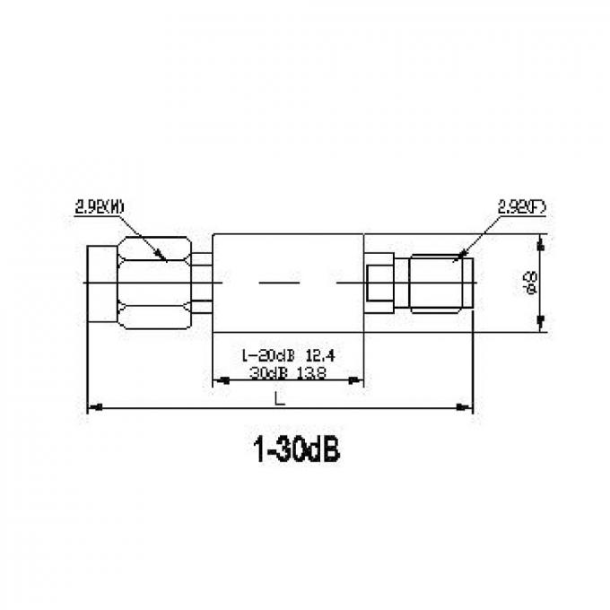 2 W Coaxial Fixed Attenuators DC-40 GHz Connector 2.92 mm 1
