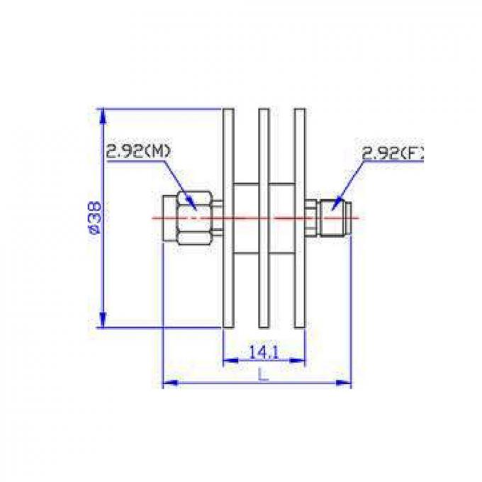 2.92 Mm RF Connector Coaxial Fixed Attenuators 5 W DC - 40 GHz 1