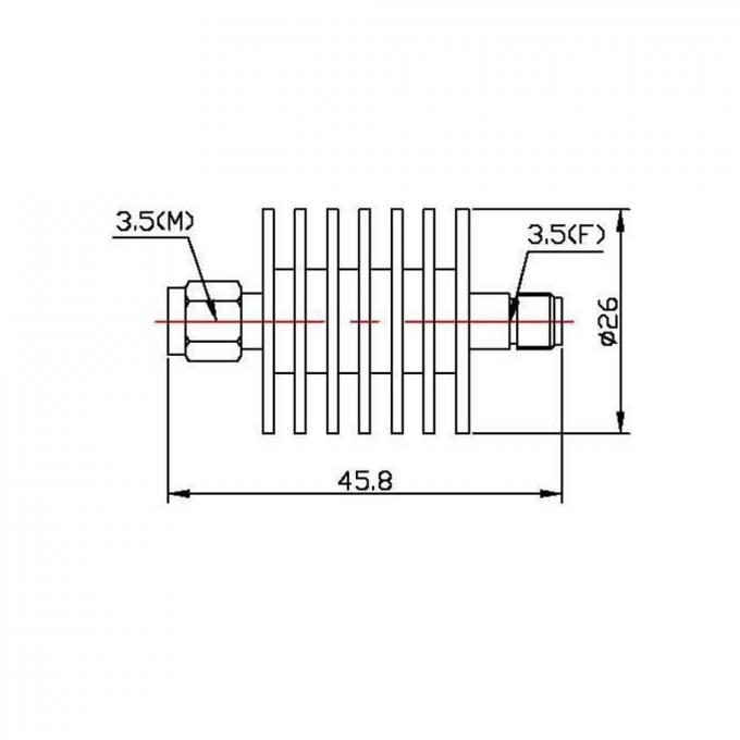 Al Cavity 10 W Coaxial Fixed Attenuators DC - 26.5 GHz 3.5 mm Audio Attenuator 1