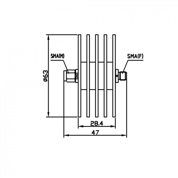 25 W Coaxial Fixed RF attenuator SMA attenuator 10 dB DC-26.5 GHz Connector 1