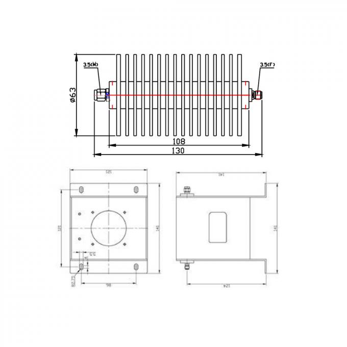100 W Coaxial Fixed Attenuators DC-26.5 GHz Connector 3.5 mm SMA 1