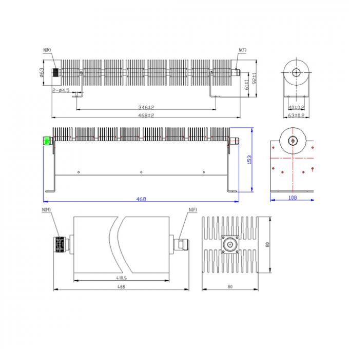 300 W Coaxial Fixed Attenuators Fixed RF Attenuator DC-18 GHz Connector N 1