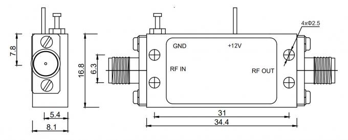 0.05 - 1.5GHz P1dB 15 dBm Wideband Low Noise Amplifier Module for radio broadcasting, signal processing 0