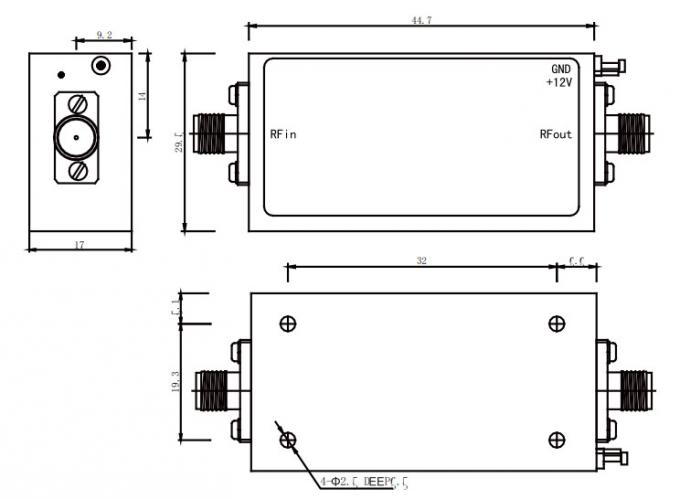 2 - 4 GHz 18dB S Band Power Amplifier P1dB 20 dBm RF Power Amplifier 1