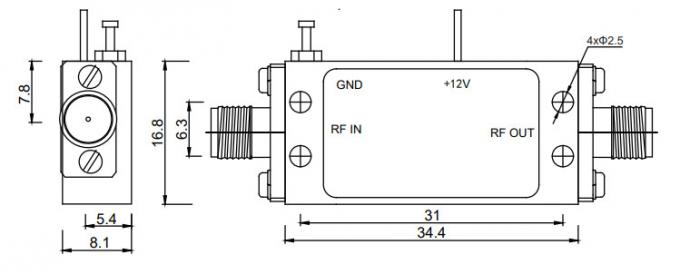 2 To 18 GHz Ku Band Power Amplifier P1dB 17 dBm Wifi RF Amplifier 1