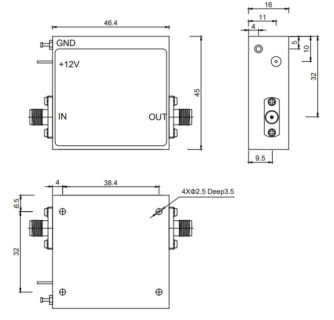8 To 10 GHz X Band Power Amplifier P1dB 31 dBm Digital RF Amplifier 1