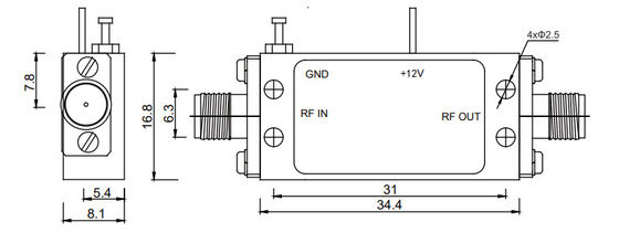0.1- 6 GHz C Band Power Amplifier P1dB 23 dBm  High Frequency RF Amplifier