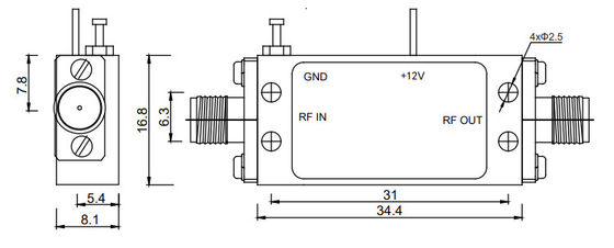 2 To 18 GHz Ku Band Power Amplifier P1dB 17 dBm Wifi RF Amplifier