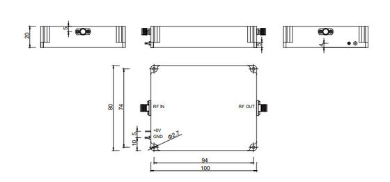 18 - 40 GHz Ka Band Amplifier Psat 27 dBm RF Signal Amplifier for satellite communication, radar systems